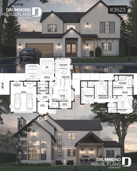 House plan 3 bedrooms, 2.5 bathrooms, garage, 3623 | Drummond House Plans 4 Bedroom 2 Storey House Plans, House Plans Sims 4 Layout, Modern 5 Bedroom House Floor Plan, Dream Home Design Floor Plans, Cute House Floor Plans, House Layout Ideas 2 Story, House Floor Plans One Level, House Floor Plans 4 Bedroom, Blue Prints House