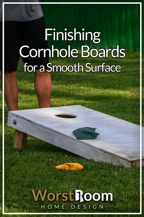 Finishing Cornhole Boards for a Smooth Surface How To Stain And Paint Cornhole Boards, Making Cornhole Boards, Professional Cornhole Boards Diy, How To Finish Cornhole Boards, Diy Corn Hole Boards Design, How To Stain Cornhole Boards, Painting Corn Hole Boards Diy, Homemade Cornhole Boards, How To Paint Corn Hole Boards