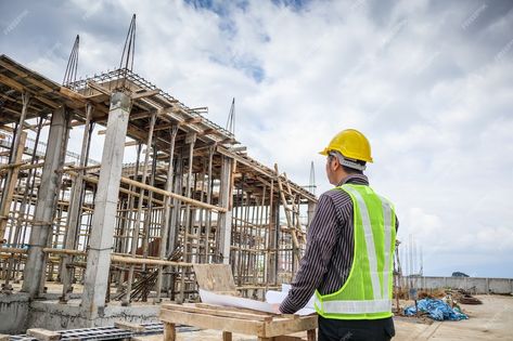 Premium Photo | Young business man professional engineer worker at the house building construction site with blueprint Zechariah And Elizabeth, Construction Background, Construction Engineer, Project Engineer, Construction Photography, Building Engineer, Thesis Ideas, Direct Painting, Construction Images