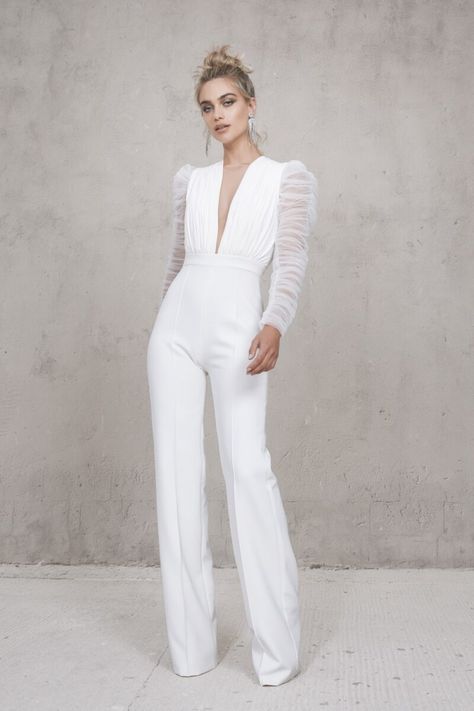 Crepe Collection 2022 - Vagabond Bridal - Wedding and Bridal Wear Vagabond Bridal, Civil Dress, White Satin Dress, Wedding Dress Types, Classy Jumpsuit, Kaftan Designs, Silk And Lace, Bridal Jumpsuit, Bachelorette Outfits