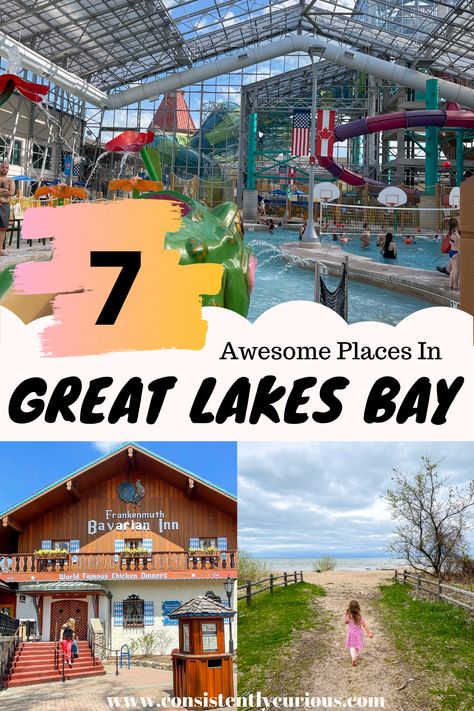 Th Great Lakes Bay region of Michigan is full of fun family friendly things to do. Splash in Michigan's Largerst Indoor Water Park, Play in sand at Bay City State Park and visit Michigan's Little Bavaria! #greatlakesbay #michiganvacation #familyvacationmichigan #michiganplaces #michigan Bay City Michigan, Travel Michigan, Michigan Adventures, Michigan Road Trip, Indoor Waterpark, Usa Cities, Water Parks, Sandy Shores, Michigan Travel