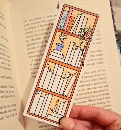 This bookmark has my illustrated design of a bookshelf on it. I This bookmark is perfect for keeping track of what books you have read. You can also colour it in! I recommend using permanent markers such as sharpies or pro markers, but you can use pencils and gel pens too! Add your own pop of colour to truly personalise it the way you want! Bookmark measures approximatley 148mm x 52mm and is printed onto 350gsm silk card. Comes with either squared or rounded corners. Comes as a black and white d Diy Christmas Bookmarks, Bookmarks Illustration, Easy Bookmarks, Bookshelf Tracker, Bookshelf Bookmark, Bookmarks Design, Bookmark Pen, White Sharpie, Pro Markers