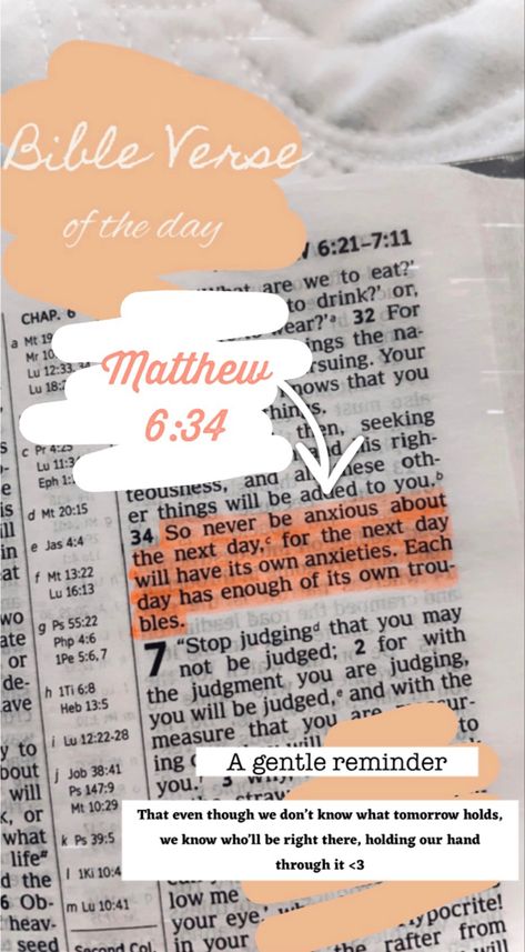 Matthew 6:34, Matthew 6 34 Tattoo, Bible Quote Tattoos, Salvation Scriptures, Watch Wall, Quote Tattoos, Study Scripture, Vision Board Affirmations, Christian Stuff