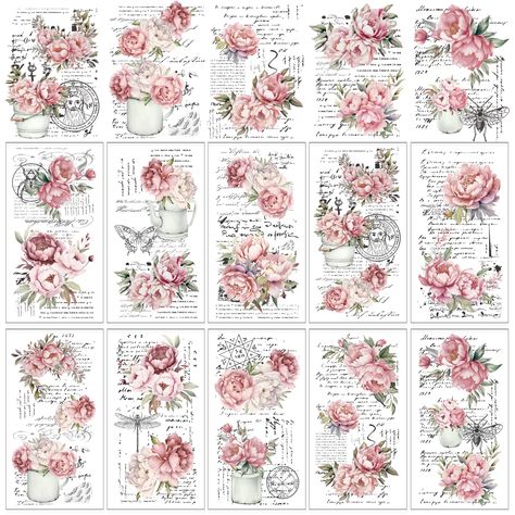 PRICES MAY VARY. Package Included - You will receive 10 sheets of rub on transfer, each sheet has a different design, sufficient quantity and delicate designs can meet your daily decoration needs. Elegant Design - The rub on transfers adopts watercolor style, printed with rose, butterfly, etc., mainly colored in pink, delicate and vintage, providing you with a variety of DIY options to add a fun atmosphere. Reliable Material - Made of premium polyurethane material, thick and reliable, not easy t Rub On Furniture Transfers, Shabby Chic Jars, Floral Transfers, Furniture Stickers, Furniture Decals, Flower Furniture, Office Diy, Rose Butterfly, Rub On Transfers