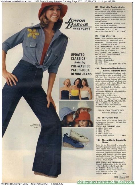 1976 Fashion, Vintage Dress Outfit, 70s Women Fashion, Patched Denim Jeans, Fashion 1970s, 70’s Style, 60s 70s Fashion, Seventies Fashion, 70’s Fashion