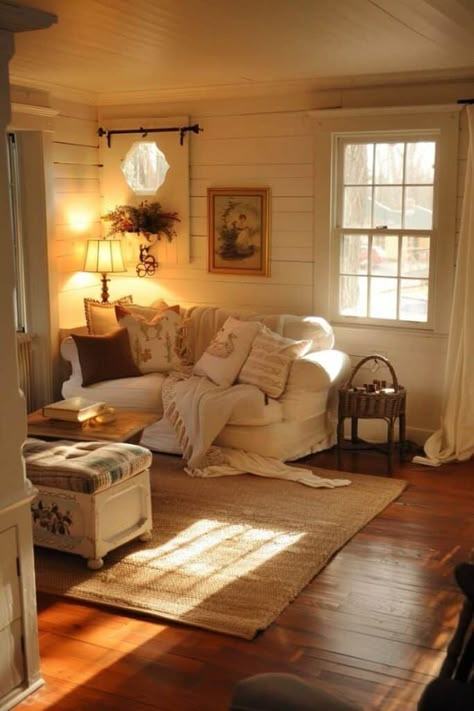 20 Cozy Cottage Core Living Room Decor Ideas » Lady Decluttered Cottage Small Living Room, Small Cottage Living Room Ideas, Cottage Core House Interior, Cottage Interiors Living Rooms, Small Living Room Ideas Apartment, Small Cottage Living Room, Cottagecore Inspiration, Cottage Core Living Room, Cozy Cottage Living Room