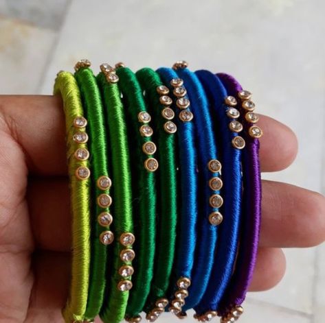 Thread Bangles Silk Handmade Bridal, Silk Thread Bangles Design Latest, Silk Thread Bangles Design Kundan, Thread Bangles Silk Handmade, Tread Bangles, Wedding Return Gifts, Gifts For Baby Shower, Magam Work, Silk Thread Necklace