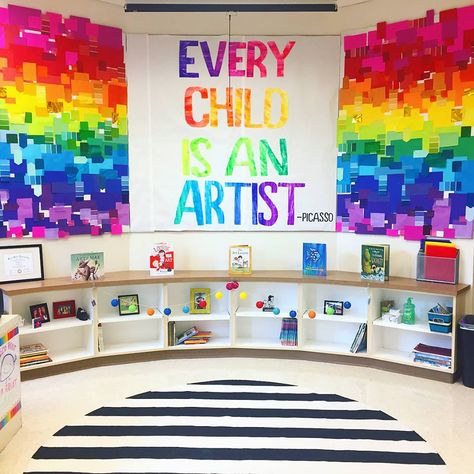 This rainy day gettin ya down? Well luckily you can find rainbows on rainbows in the Franklin art room because everyday is #nationalfindarainbowday !! Have a Colorful Day friends! #artteacher #artwithmrse #elementaryart #classroomdecor #insidetheartroom #elementaryartteacher #rainbow #rainbowwall #arted #artclass #findarainbowday #rainbowerrythang Birthday Poster Ideas For Friends, Colorful Art Room, Birthday Poster Ideas, Art Bulletin Board, Art Classroom Organization, Art Room Organization, Art Classroom Ideas, Art Bulletin Boards, Art Room Ideas