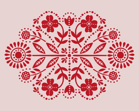 Polish Flower Design, Polish Folk Art Pattern, Polish Folk Art Flowers Painted Houses, Polish Folk Flowers, Polish Folk Art Flowers, Polish Patterns Traditional, Scandinavian Folk Tattoo, Polish Poppy Tattoo, Polish Folk Tattoo