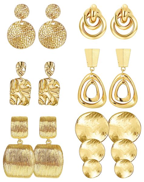 PRICES MAY VARY. 【Gold Statement Earrings Set】:You can receive 6 pairs Different gold/Silver statement earrings for women girl with one order,including geometric earring,square round disc clip on earring, etc.Fashion earrings set which deserves your buying. 【Intimate Design】:All dangle clip on earrings are non piercing design. The statement design makes the earring more attractive, elegant and trendy.The fashion Geometric earrings are individual , it can make you more shining and you will receiv Geometric Leaf, Round Dangle Earrings, Fashion Geometric, Silver Statement Earrings, Red Nail, Gold Statement Earrings, Hanging Earrings, Geometric Jewelry, Square Earrings