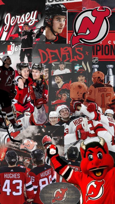 #collage #aesthetic #red #NewJerseyDevils #sportsteam #NHL #hockey #HughesBrothers Hughes Brothers, Aesthetic Red, Jersey Devil, New Jersey Devils, Nhl Hockey, Sports Team, Nhl, New Jersey, Hockey