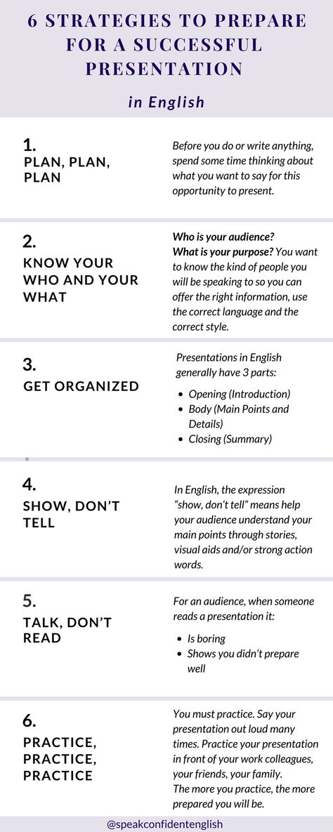 Professional English. Some easy to follow steps on how to prepare for a presentation in English. Get the full lesson + a checklist to download at https://www.speakconfidentenglish.com/prepare-presentations/?utm_campaign=coschedule&utm_source=pinterest&utm_medium=Speak%20Confident%20English%20%7C%20English%20Fluency%20Trainer Professional English, Presentation Tips, Public Speaking Tips, Motivational Speaking, Make A Presentation, Presentation Skills, Good Presentation, English Writing Skills, Speaking Skills