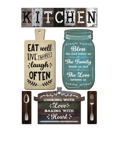 Dining Quotes, Hanging Tv On Wall, Hanging Quotes, Kitchen Plaques, Wooden Kitchen Signs, Sign Boards, Bless The Food, Kitchen Quotes, Theme Wall