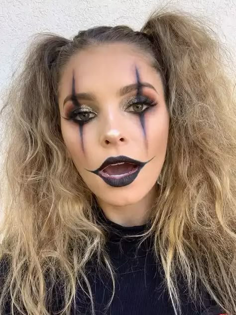 45+ Horrifying Halloween Makeup Ideas for Women - HubPages Demon Costume Female Halloween Diy, Twisted Clown Makeup, Easy Monster Makeup, Cute Clown Hairstyles, Easy Clown Makeup Simple Cute, Simple Halloween Clown Makeup, Halloweenské Líčení Easy, Easy Halloween Clown Makeup, Simple Scary Clown Makeup