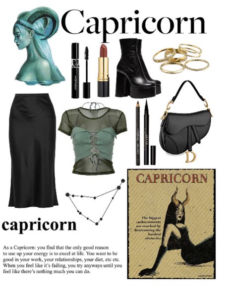 How To Dress Like A Capricorn, Capricorn Aesthetic Clothes, Capricorn Costume Ideas, Capricorn Style Aesthetic, Venus In Capricorn Fashion, Venus Inspired Outfits, Capricorn Fashion Aesthetic, Capricorn Rising Aesthetic Outfits, Capricorn Wardrobe