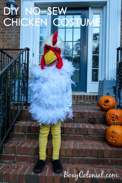 No-sew DIY Chicken Costume - Diy Farm Costume, Chicken Outfits, Chicken Halloween Costume, Chicken Costumes For Chickens, Chicken Farmer, Farm Animal Halloween Costumes, Diy Chicken Halloween Costume, Diy Chicken Costume, Diy Duck Costume