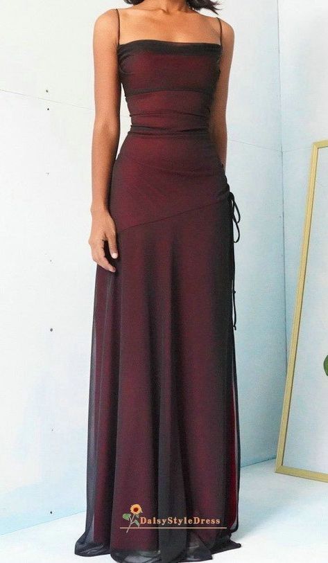 Prom Dress Inspo, Custom Prom Dress, Spaghetti Strap Prom Dress, Red Chiffon, Burgundy Prom Dress, Prom Dress Inspiration, Elegante Casual, Pretty Prom Dresses, Grad Dresses