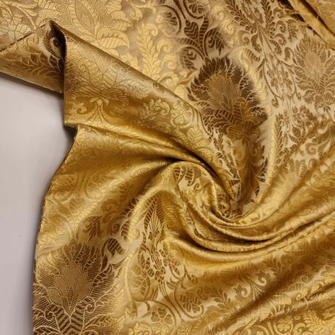 Floral Gold Leaf Damask Metallic Indian Banarasi Brocade | Etsy Banarasi Brocade Fabric, Banarasi Brocade, Dress Craft, Gold Brocade, Brocade Dresses, Metallic Prints, Dress Crafts, Fabulous Fabrics, Brocade Fabric