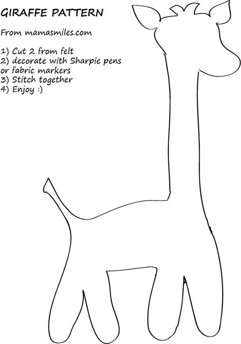 These free easy-sew patterns make great sewing projects for beginners of all ages! Free Giraffe Sewing Pattern, Giraffe Templates Free Printable, Stuffie Pattern, Giraffe Sewing Pattern, Felt Giraffe, Giraffe Fabric, Giraffe Coloring Pages, Sew Patterns, Sewing Courses