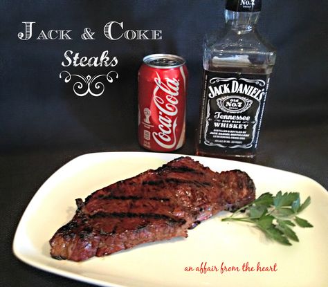 Jack & Coke Steaks Jack Daniels Marinade, Steak And Whiskey, Coke Recipes, Roast Chicken And Gravy, Skirt Steak Recipes, Jack And Coke, Meat Marinade, Grilled Steak Recipes, Steak Marinade