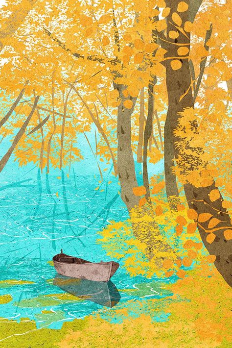 Rivers on Behance Paint Illustration, Autumn Illustration, Instagram Autumn, Abstract Art Wallpaper, Drawing Drawing, Art Painting Gallery, Beautiful Landscape Wallpaper, Dreamy Art, Drawing Painting