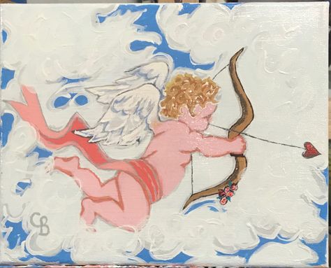 Gotcha! Stung by Cupid’s dart causes the tingles. Cupid Watercolor, Cupid Painting, Painting Collection, Painting Aesthetic, Acrylic Painting On Canvas, Painting Class, Painting Art Projects, Chapter 3, Aphrodite