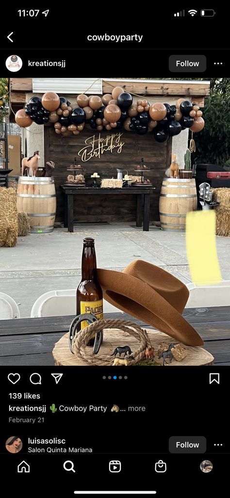 21st Birthday Ideas Vaquera, Western 70th Birthday Party, Tejano Birthday Party, Cowboy Theme 50th Birthday Party, 60th Birthday Cowboy Theme, Paniolo Theme Party, Western Party For Men, Western 21st Birthday Party Ideas, 40th Birthday Cowboy Theme