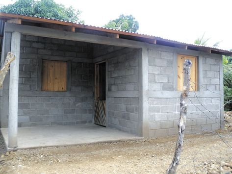 Front Terrace House Ideas, House Ideas Philippines, Cinder Block Diy, Small Concrete House, Industrial Style House, Philippines Design, Cinder Block House, Concrete Block House, Terrace House Design