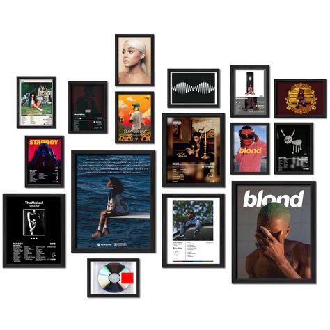 PRICES MAY VARY. 🎵【ALBUM COVER POSTERS SET】16 pcs album cover posters, include 2 pcs 11x14 inch posters, 3 pcs 8x10 inch posters, 11 pcs 5x7 inch posters. 🎵【VISUALLY STUNNING】Album cover posters are printed on a thick semi-gloss paper with a subtle matte finish to add texture and enhance the details of each image. It is our hope that these beautiful aesthetic pictures will add some color and sunshine to your walls and bring a smile to your face. 🎵【PERFECT GIFT IDEA】Share your love for the cla Framed Album Art, Men’s Room Poster, Decorations For Men’s Room, Bedroom Framed Art, Pulp Fiction Wall Art, Room Aesthetic With Posters, Black Art Office Decor, Dark Room Posters, Wall Poster Collage Bedrooms