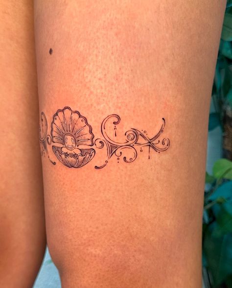 Dainty pearl thigh band for Vysnavi 🫧 Thigh Band Tattoo, Kelly Chen, Thigh Band, June 21, Tatting, Band, Tattoos, On Instagram, Quick Saves