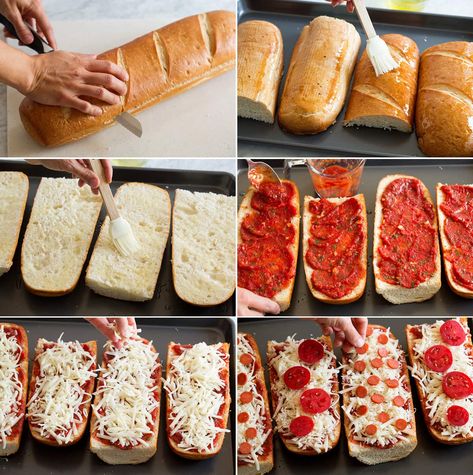 Diy French Bread Pizza, French Roll Pizza, Homemade French Bread Pizza Recipes, Italian Loaf Bread Pizza, How To Make Pizza With Bread, French Toast Pizza Easy Recipes, Pizza On Italian Bread, How To Make Pizza Bread, Diy Frozen French Bread Pizza