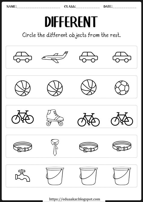 Opposite Worksheets Preschool, Pre Schooler Worksheet, Same And Different Worksheets, Worksheet For Nursery Class, Same And Different, Preschool Activities Printable, Fun Worksheets For Kids, Kindergarten Phonics Worksheets, English Worksheets For Kindergarten