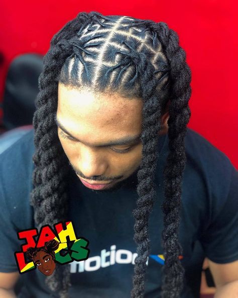 I finally got @ybt3fly to try something a little different ! He always gets his signature loc style “plaits “ so I figured we switch it up… Dread Braids Men, Homecoming Inspiration, Mens Locs, Jah Locs, Dread Care, Baby Dreads, Dread Ideas, Men Locs, Mens Dreadlock Styles