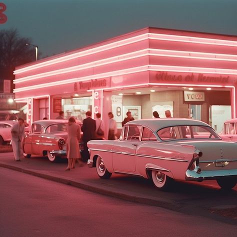 1960s Diner Aesthetic, 60s Diner Aesthetic, 50s Suburbia, Travis Aesthetic, 50s Architecture, Suburbia Aesthetic, 1950’s Aesthetic, 1950s Aesthetic, 50s Vibes