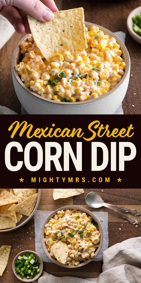 Mexican Street Corn Dip Mexi Corn Dip With Cream Cheese, Hot Dips Recipes, Breakfast Dip, Mexican Street Corn Dip, Corn Dip Recipes, Delicious Dips, Corn Dip, Dip Recipes Easy, Mexican Street Corn