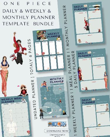 One Piece Digital Planner | Anime Planner Bundle | Printable | Instant Download I Manga Planner plrplanner #notioncourseplanner #weeklymealplannertemplate📈 Anime Planner, Digital Planner Ideas, Weekly Meal Planner Template, Daily Schedule Planner, Monthly Planner Template, One Piece Crew, Daily Planner Printable, Weekly Meal Planner, Planner Bundle