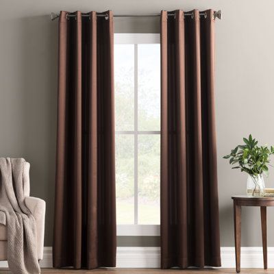 Frame your windows in subtle style with these curtains. Easy to install, a handy grommet header easily slides over your curtain rod (not included), giving your windows a pleated look. Crafted from polyester material, the curtains are room darkening and noise reducing - perfect for days when you want to sleep in and give you privacy when you need it. When these need a quick freshen up, you can just toss them in the wash. Sold as a single curtain panel. Curtain Color: Chocolate, Size per Panel: 54 Black Out Curtains Bedroom, Hall Cabinet, Chest Of Drawers Bedroom, Brown Curtains, Drawers Bedroom, Curtain Shop, Headboard Wall, Wardrobe With Dressing Table, Color Chocolate