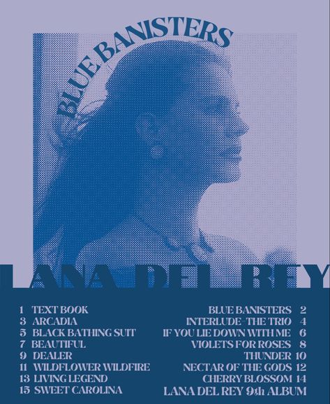 Lana Del Rey Blue Poster, Blue Banisters, Dads Room, Music Poster Design, Room Prints, Dorm Posters, Poster Room, Blue Poster, Collage Poster