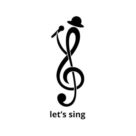 Music icon with note symbol holding mic ... | Premium Vector #Freepik #vector #music #singer-logo #note-logo #music-sign Musical Signs And Symbols, Song Logo Music, Music Logo Design Symbols, Song Symbol, Border Embroidery Designs Patterns, Music Icon Logo, Singing Icon, Logo For Music, Logo Musik