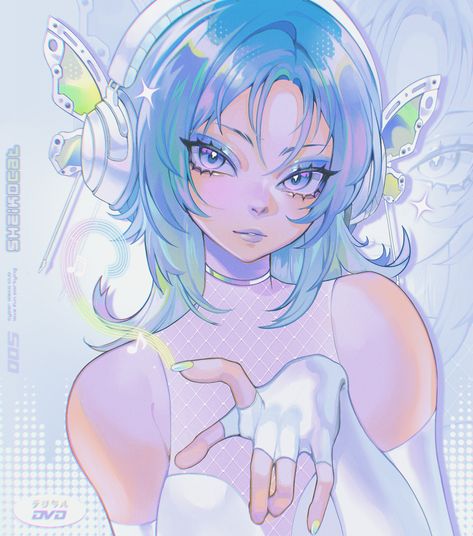 Arte Grunge, Kawaii Art, Art Inspiration Drawing, An Anime, Art Reference Poses, Pretty Art, Art Sketchbook, Blue Hair, Character Design Inspiration