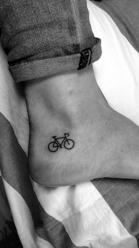 "A bicycle ride is a flight from sadness." -James E. Starrs Small Bycicle Tattoo, Bike Related Tattoos, Bike Tattoo, Bicycle Tattoo Ideas, Bicycle Tattoos For Men, Bycicle Tatoos, Cycling Tattoo, Coordinates Tattoo, Bicycle Tattoo