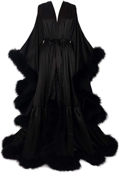 Ryuk Aesthetic, Fancy Robe, Feather Bridal Robe, Fancy Robes, Goth Purse, Satin Bridal Robe, Wedding Scarf, Bridal Robe, Bridal Robes