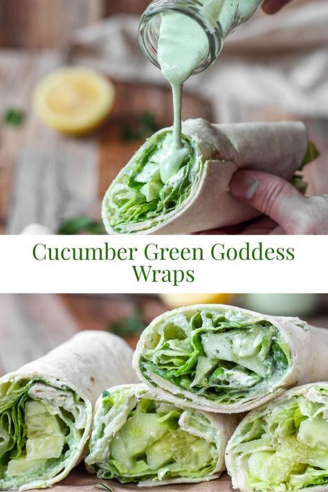 Cucumber Wraps, Goddess Dressing, Green Goddess Dressing, Cucumber Recipes, Green Goddess, Wrap Recipes, Healthy Meal Prep, Healthy Snacks Recipes, Lunch Ideas