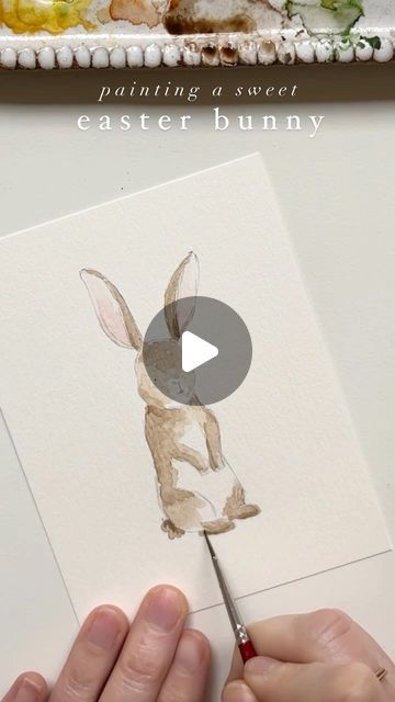 Emily Lex on Instagram: "Hippity hoppity … 

#easterbunny #springtime #painting #watercolor #timelapse #elstudio" Watercolor Animals Easy How To Paint, Bunny Watercolor Painting Easy, Watercolor Timelapse, Bunny Watercolor Painting, Springtime Painting, Watercolor Bunnies, Bunny Watercolor, Hippity Hoppity, Paint Palette