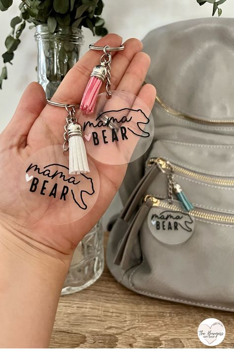 2" round acrylic keychain | Mama Bear

All of our keychains are handmade using premium permanent vinyl to provide longevity. 

CHOOSE YOUR COLOR! (tassel + heart will match)
-white
-blue
-pink

Perfect gift for:
*mother's day
*new mom
*birthday Mama Bear Keychain, Mother’s Day Vinyl Gifts, Mothers Day Gift Ideas Cricut, Cricut Round Keychain Ideas, Cricut Mom Gifts, Mother’s Day Crafts To Sell, Mothers Day Gifts To Sell, Mother’s Day Cricut, Round Keychain Idea