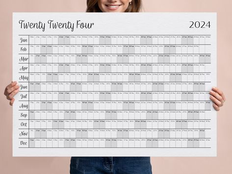 2024 Wall calendar large printable PDF digital file. Good for academic planner, office annual planner and habbit tracker. Large Wall Calendar, Map Worksheets, Annual Planner, Annual Calendar, Wall Planner, Wall Calendars, Social Media Calendar, Academic Planner, Project Management Tools