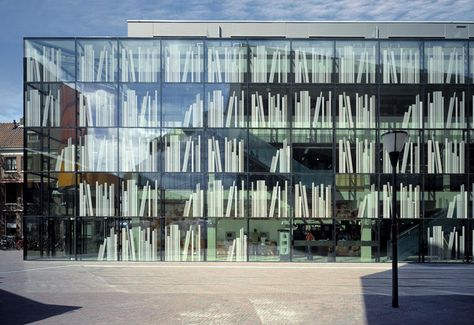 Library Exterior, Vision Drawing, Fritted Glass, Window Film Designs, Office Block, Dutch Architecture, Power Bar, Library Architecture, Box Building