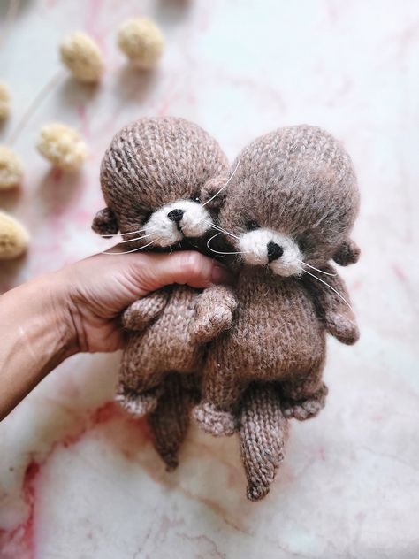 Knitting OTTER, Knitted Animal Toy, PDF Pattern - Etsy Knitted Animals Patterns, Otter Knitting Pattern, Small Knitting Projects Free, Knit Cat Pattern, Knit Stuffed Animals, Knit Gifts, Knit Animals, Small Knitting Projects, Knitted Stuffed Animals