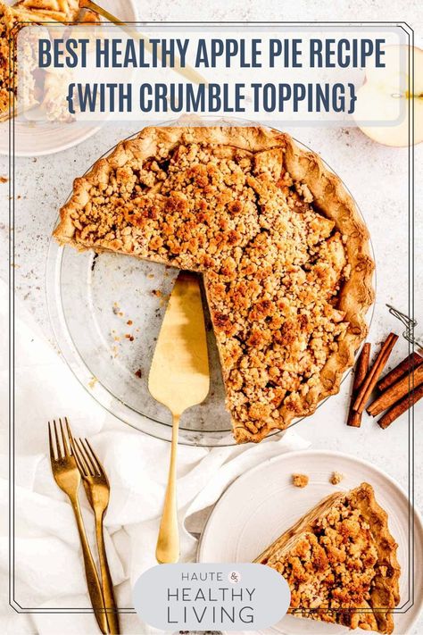 This healthy apple pie recipe uses a whole wheat crust and honey for sweetness, but it still has all of the delicious and spicy tastes of traditional apple pie. The hard yet delicious Honeycrisp apples are enhanced by the flavors of cinnamon, ginger, honey, and vanilla. A dessert that will satisfy your sweet taste and be healthier! #hauteandhealthyliving #healthydessert #applepierecipe #easyrecipes #homemadepie Whole 30 Apple Pie, Haute And Healthy Living, Healthier Pie Recipes, Healthier Apple Pie, Healthy Dutch Apple Pie, Apple Pie Healthy Recipe, Apple Pie Recipe Healthy, Apple Pie Crust Ideas, Apple Pie With Oats