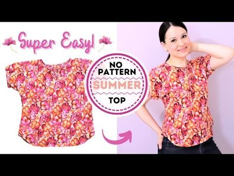 How to sew and draft this super EASY summer top WITHOUT shoulder seams (yep) - let's get sewing! - YouTube Sewing Womens Tops, Simple Blouse Pattern, Blouse Pattern Free, Blouse Tutorial, Summer Top Pattern, Sewing Top, Sewing Blouses, Sewing Tops, Fashion Sewing Tutorials